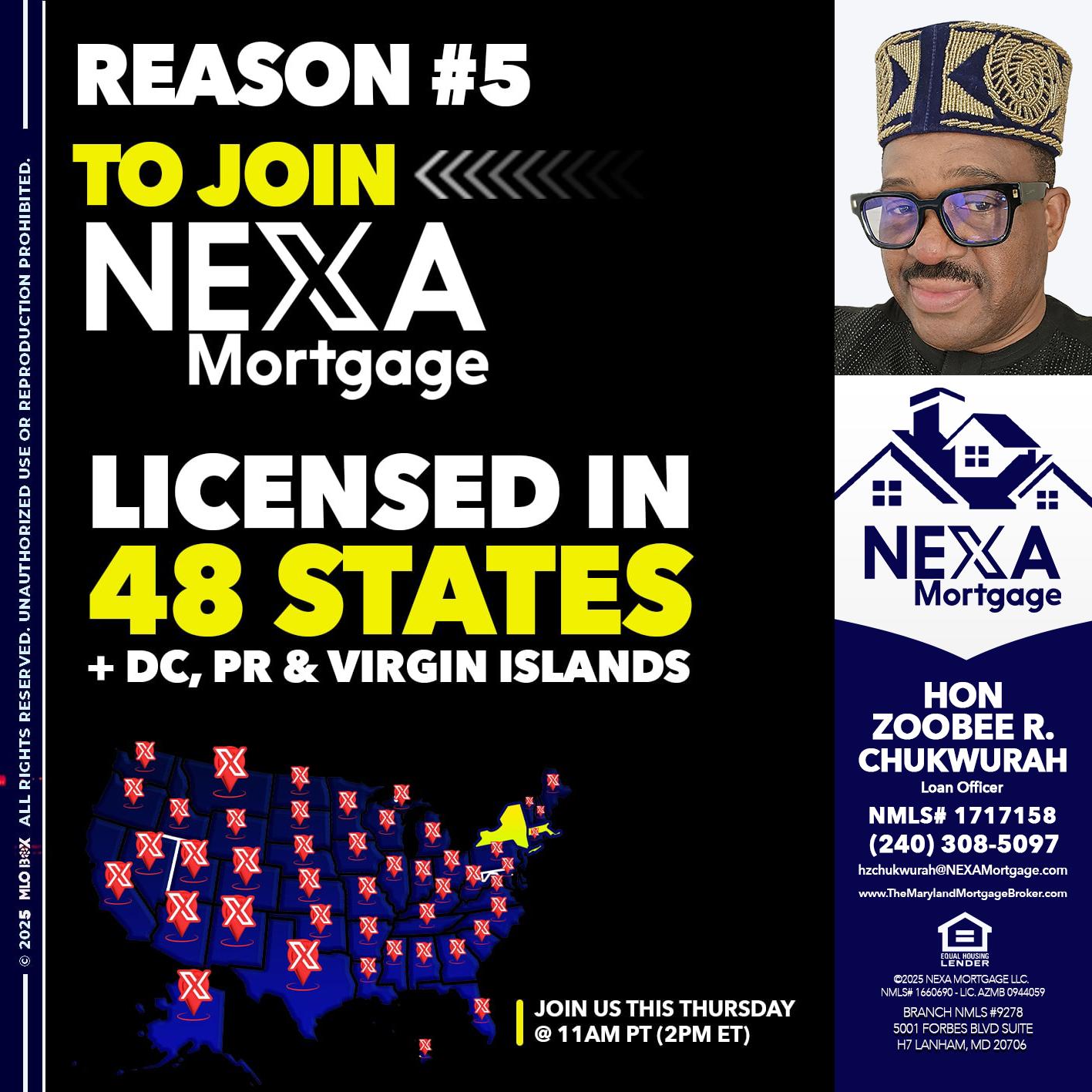 REASON 5 - Hon Zoobee R Chukwurah -Mortgage Loan Originator