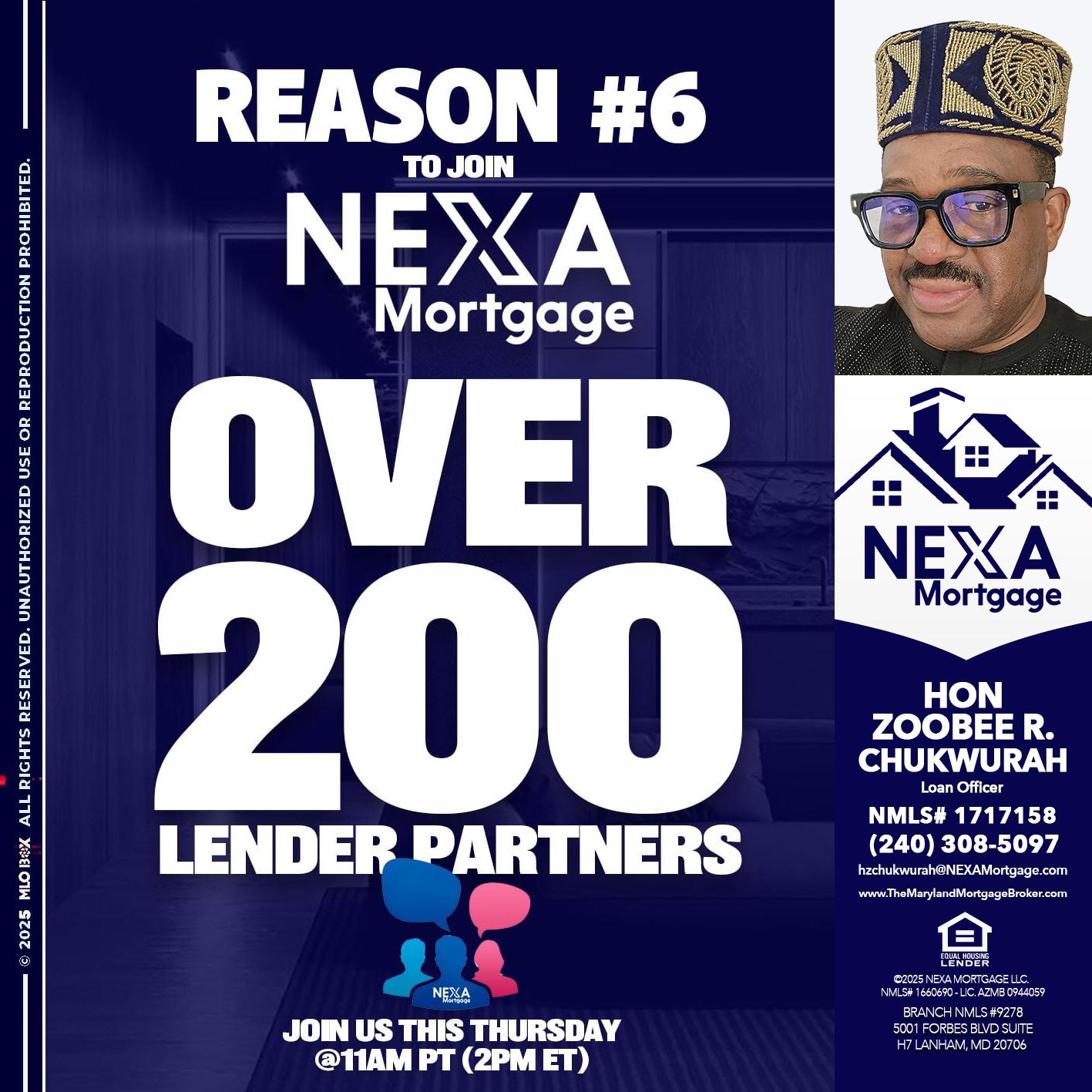 REASON 6 - Hon Zoobee R Chukwurah -Mortgage Loan Originator