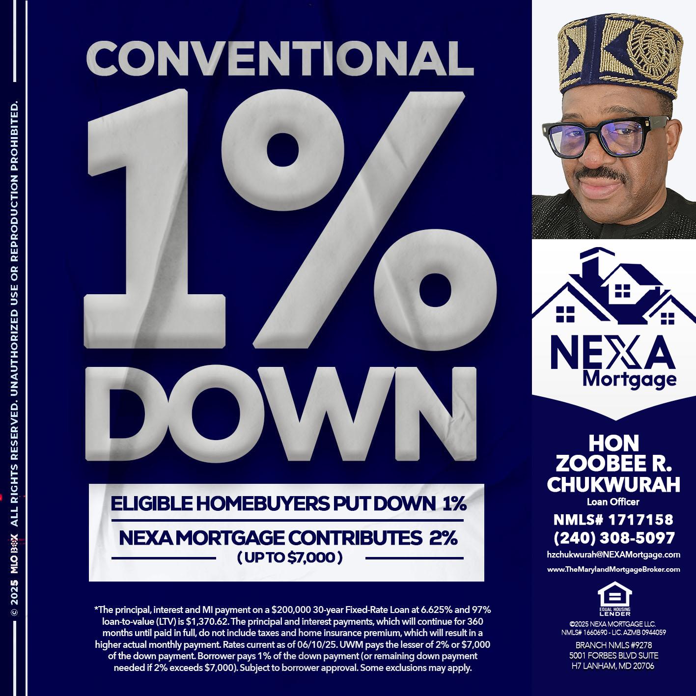 CONVENTIONAL - Hon Zoobee R Chukwurah -Mortgage Loan Originator