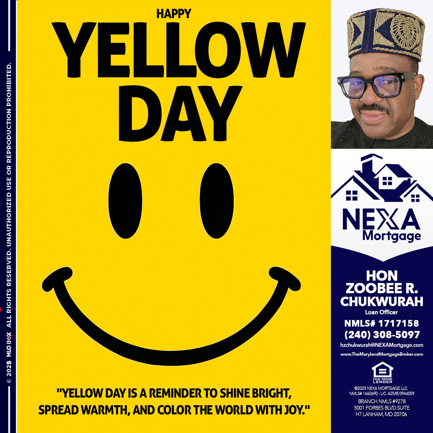 YELLOW DAY - Hon Zoobee R Chukwurah -Mortgage Loan Originator