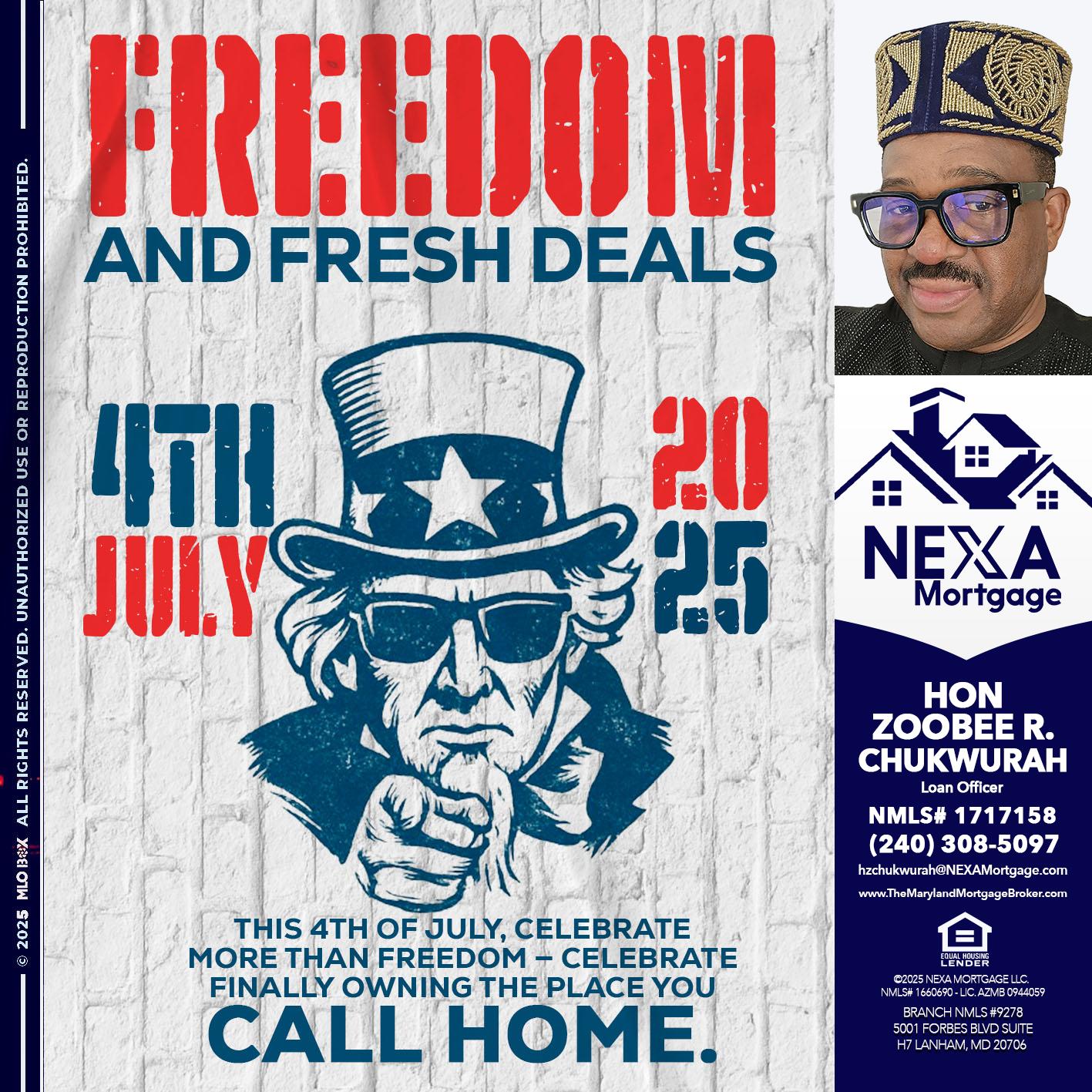 FREEDOM - Hon Zoobee R Chukwurah -Mortgage Loan Originator