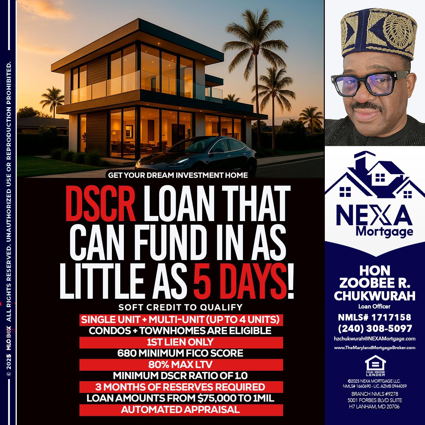 DSCR LOAN - Hon Zoobee R Chukwurah -Mortgage Loan Originator