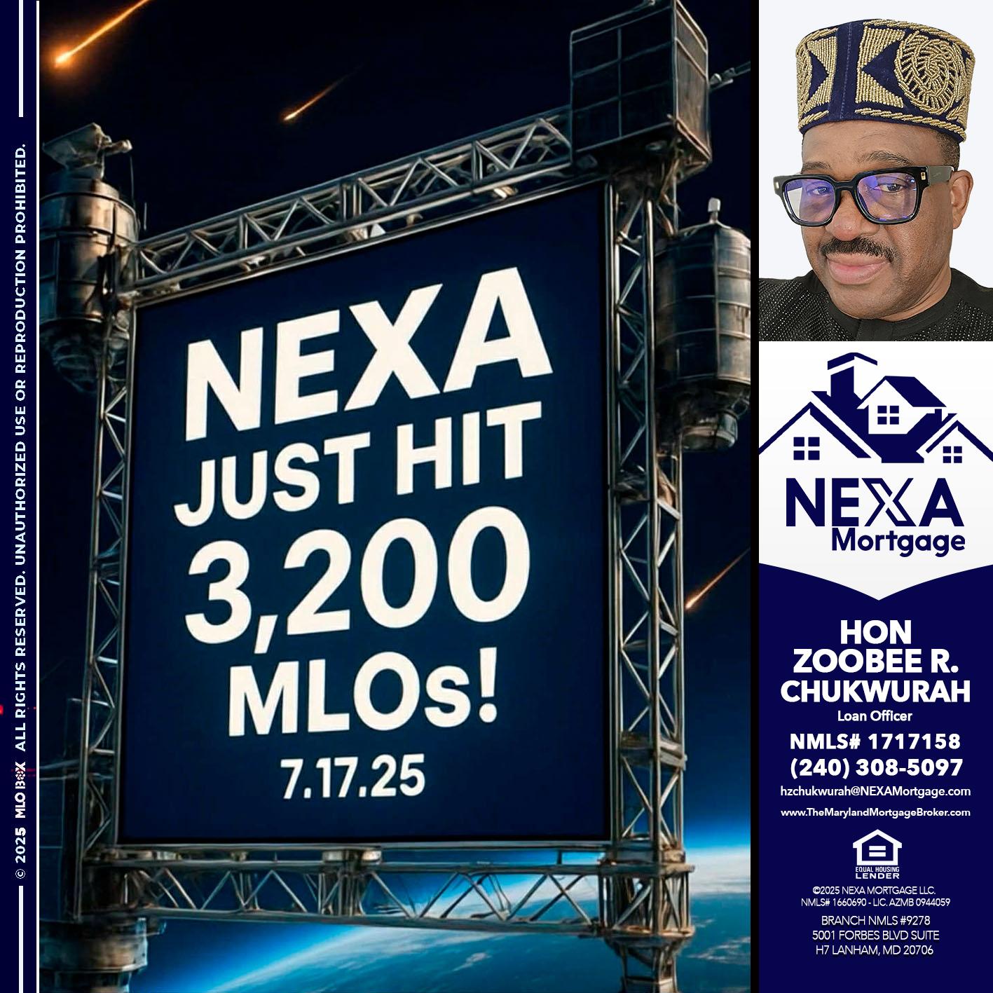 NEXA JUST HIT 3,200 - Hon Zoobee R Chukwurah -Mortgage Loan Originator