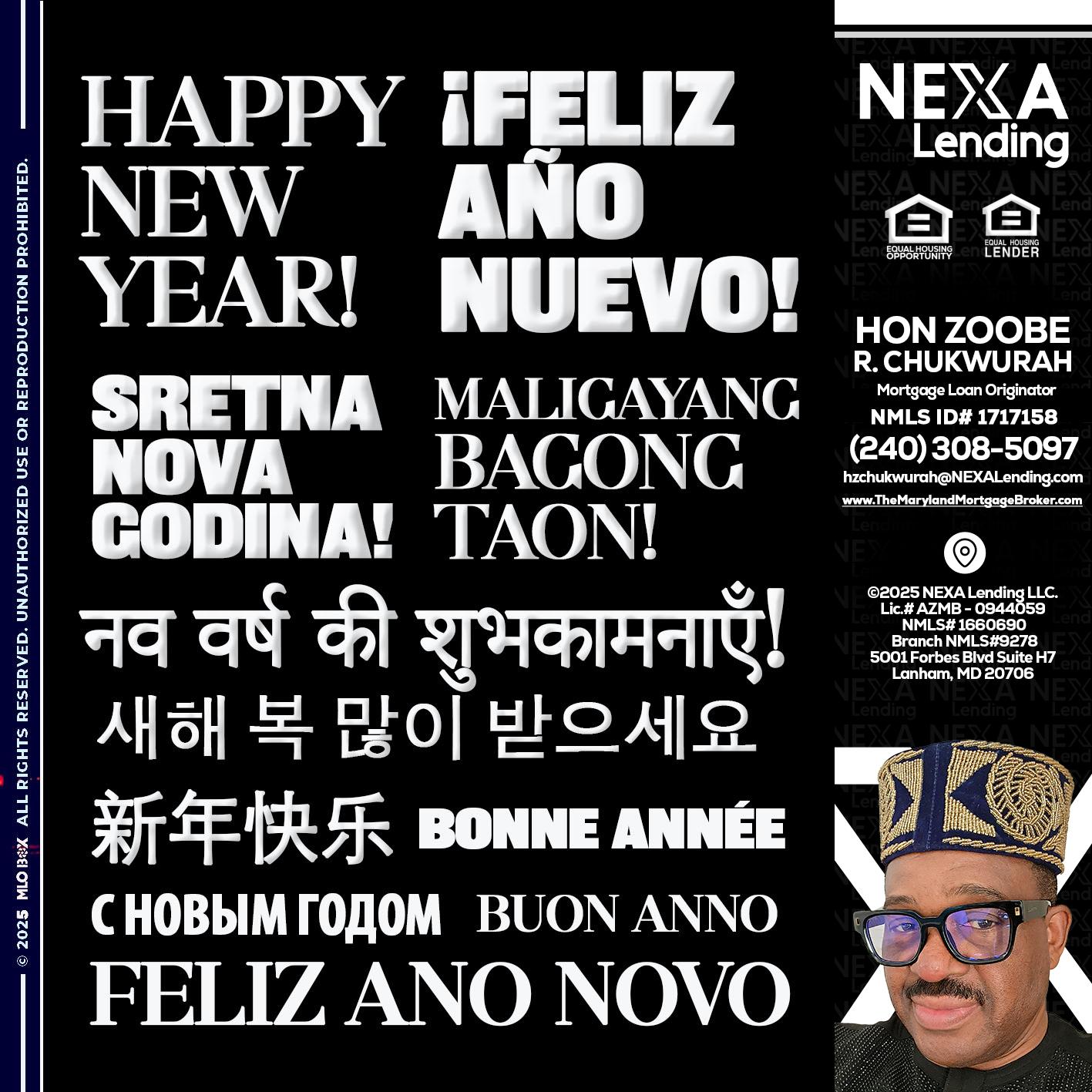 HAPPY NEW YEAR - Hon Zoobee R Chukwurah -Mortgage Loan Originator