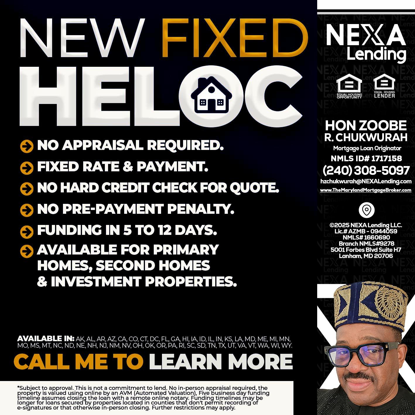 HELOC - Hon Zoobee R Chukwurah -Mortgage Loan Originator