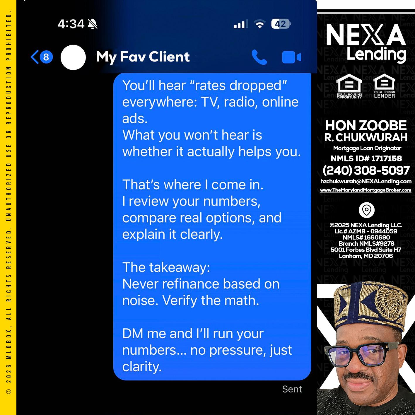 MY FAV CLIENT - Hon Zoobee R Chukwurah -Mortgage Loan Originator