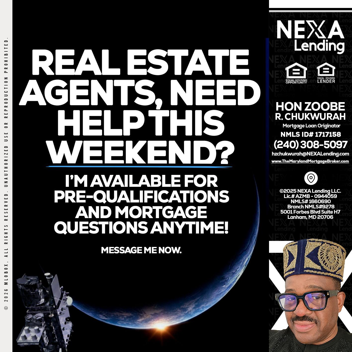 REAL ESTATE AGENTS - Hon Zoobee R Chukwurah -Mortgage Loan Originator