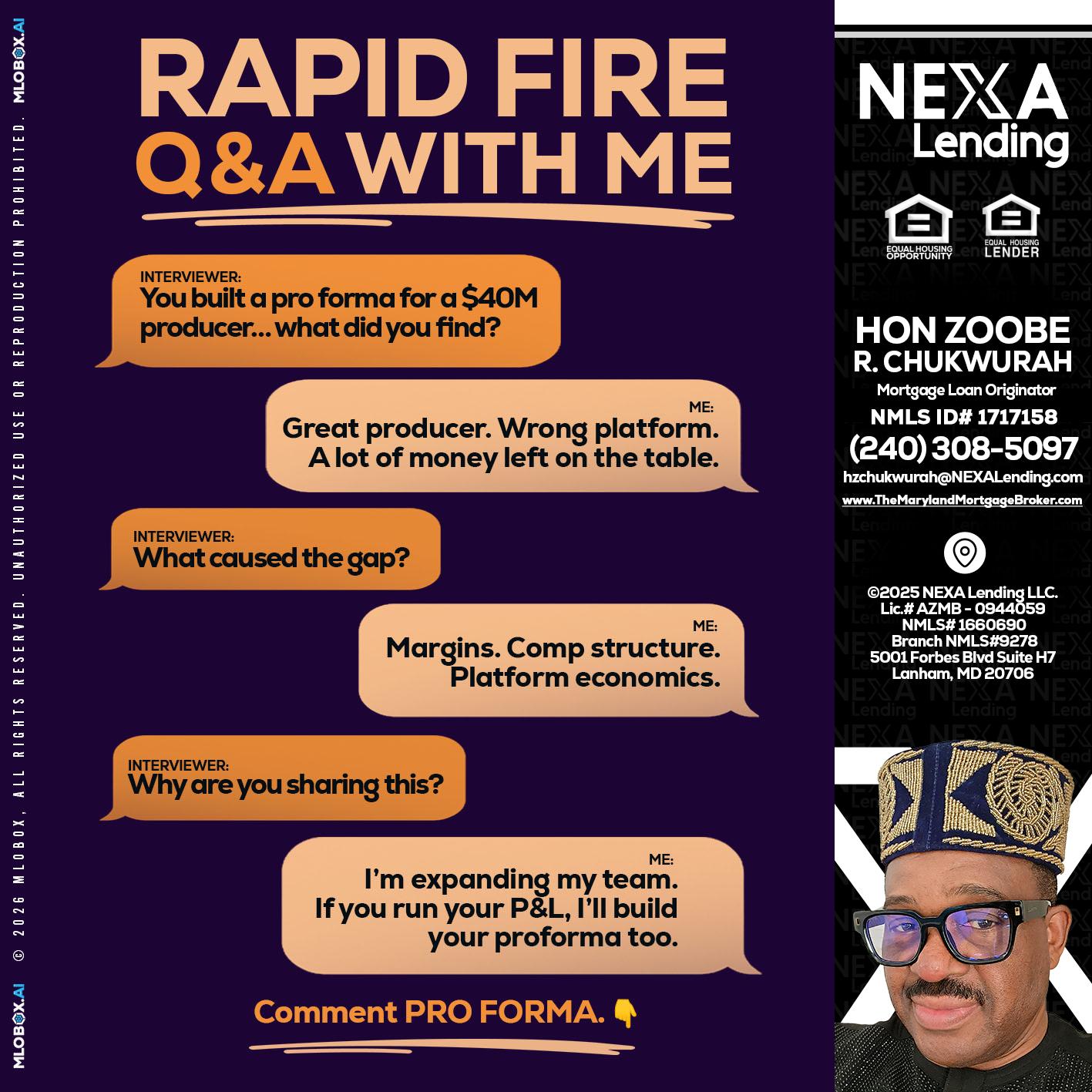 RAPID FIRE - Hon Zoobee R Chukwurah -Mortgage Loan Originator