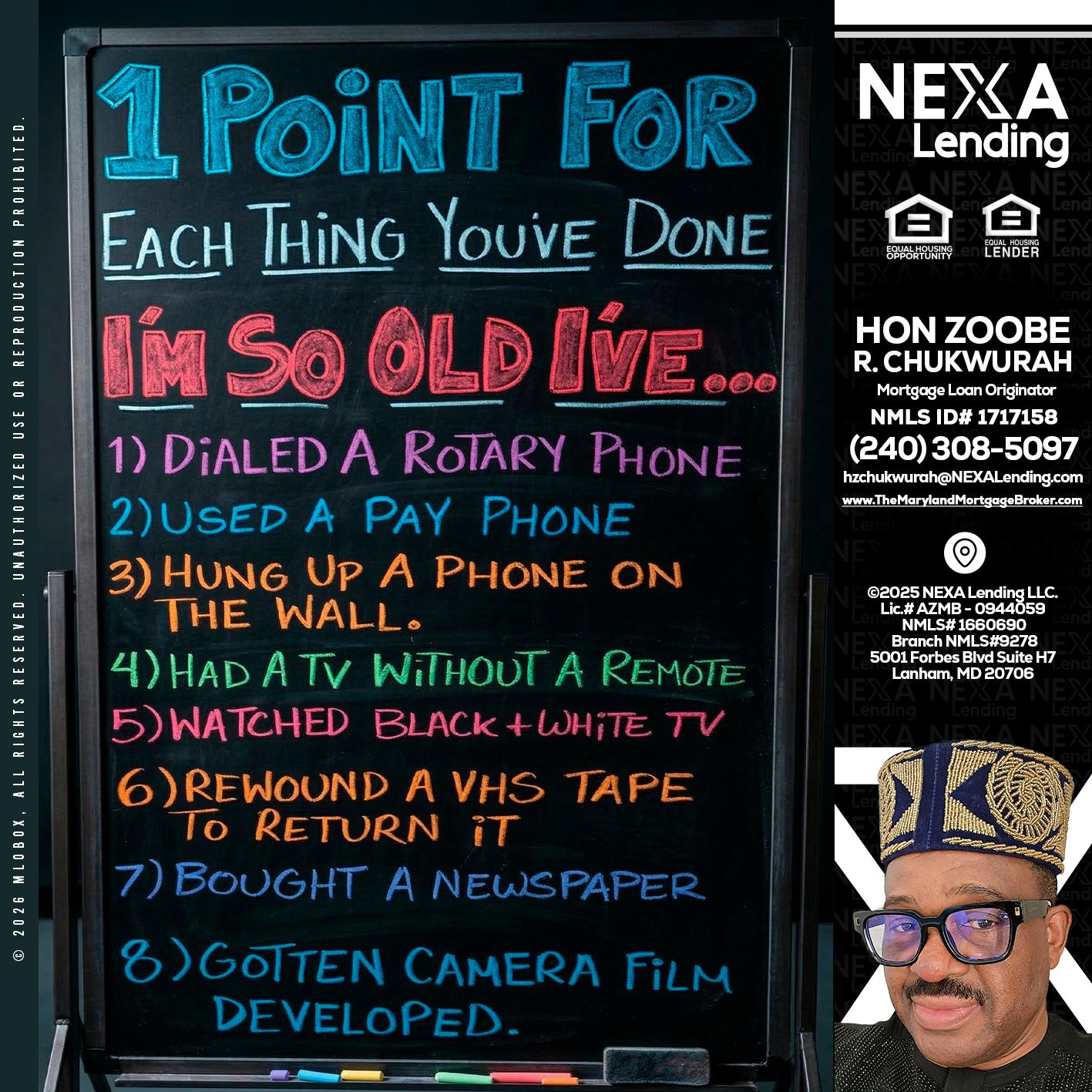 1 point for - Hon Zoobee R Chukwurah -Mortgage Loan Originator