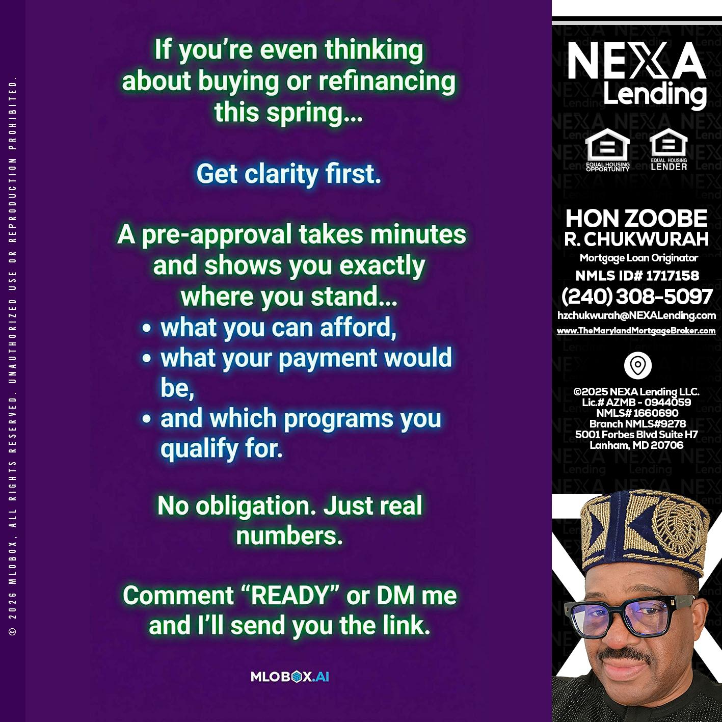 IF YOU THINKING - Hon Zoobee R Chukwurah -Mortgage Loan Originator