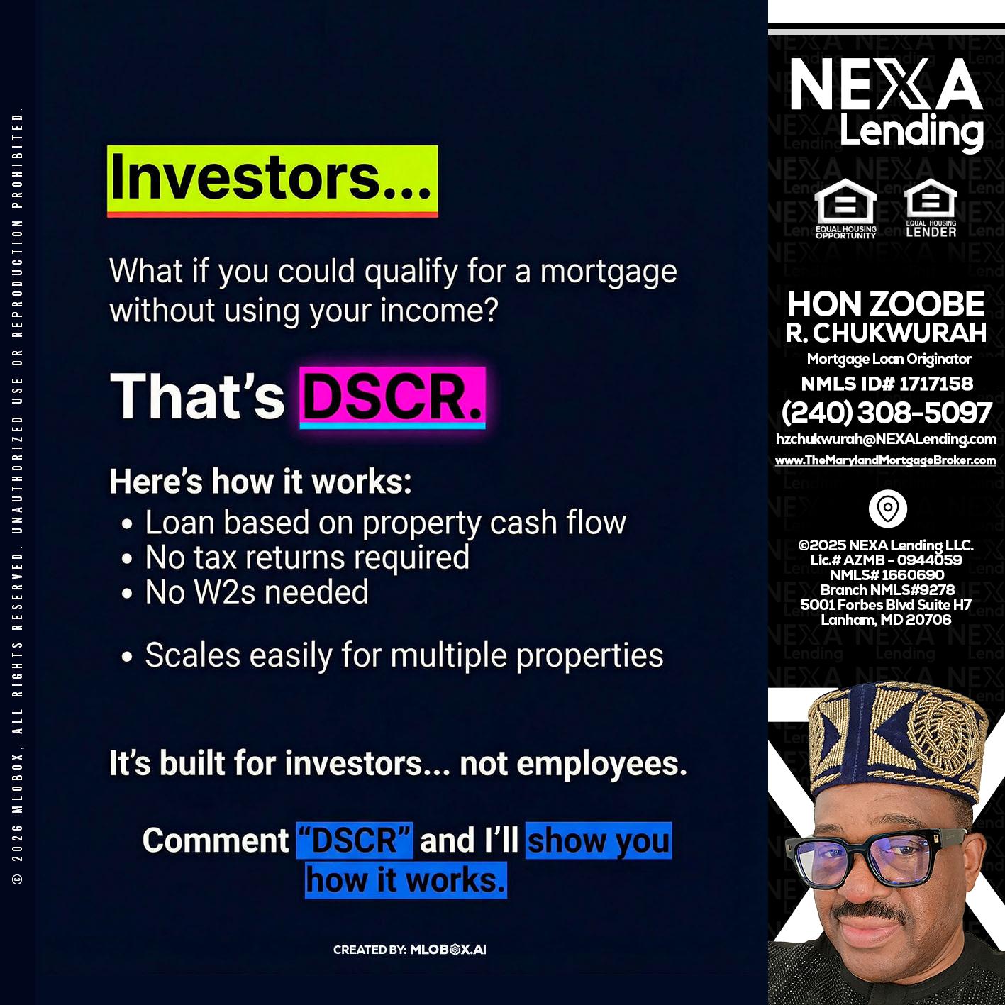 INVESTORS - Hon Zoobee R Chukwurah -Mortgage Loan Originator