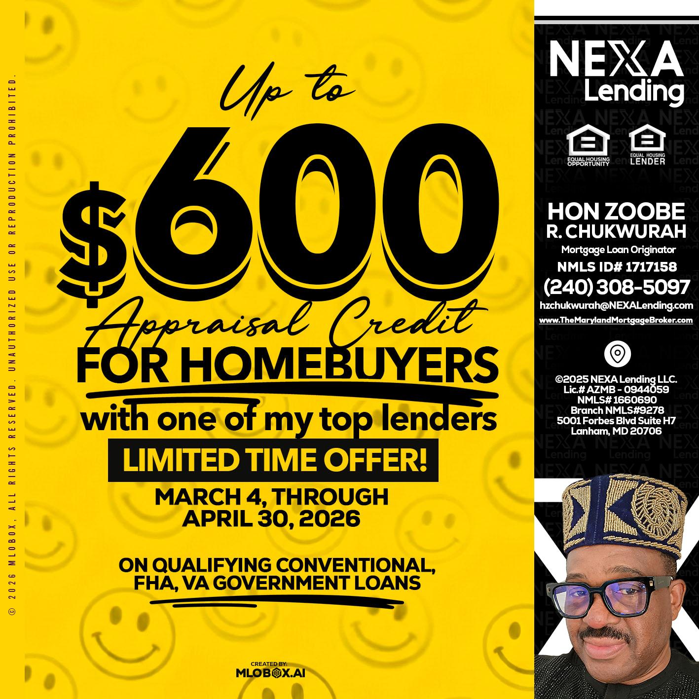 UP TO 600 - Hon Zoobee R Chukwurah -Mortgage Loan Originator